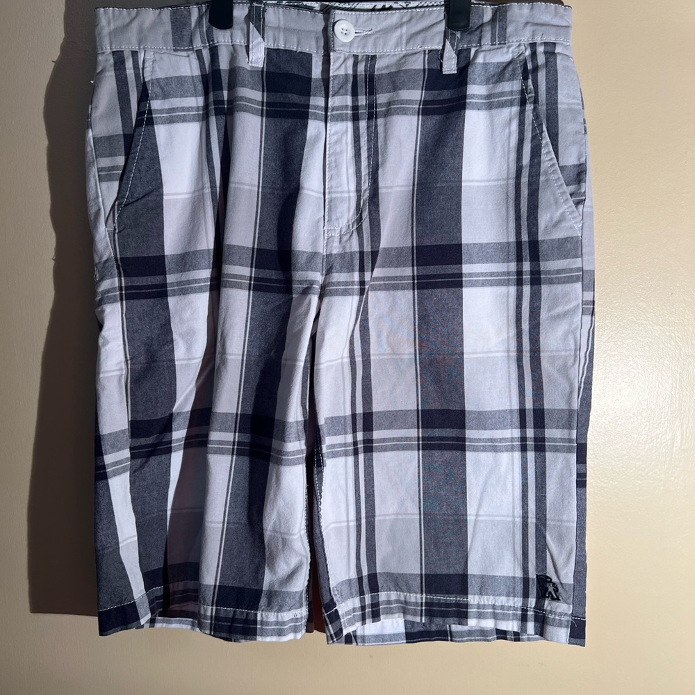 Men’s Vintage Gotcha Blue White Plaid Shorts Size 32